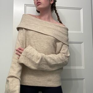 Vici tan off the shoulder knit sweater